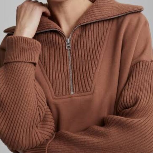 VARLEY Owens Half-Zip Carob Brown‎ Sweatshirt Size S NEW WITH TAG - Picture 2 of 10